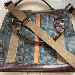 Orla Kiely crossbody bag with nylon and leather and leaf pattern